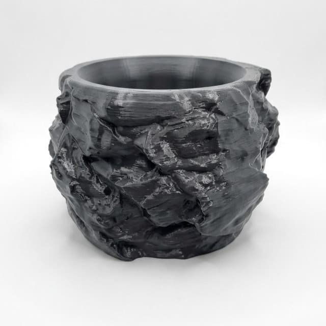 Vaso Decorativo Textura Rocha Cinza Escuro Para Plantas E Suculentas