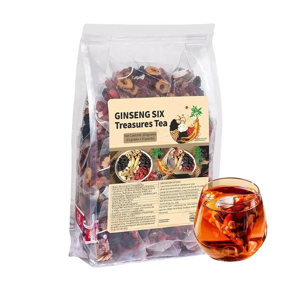 GinsengSixTreasureTea,KidneyTeaFormulaGinsengSixTreasureTeasforDailyWellness,Mulberry,GojiBerry,RedDate,30TeaBagsforMen&