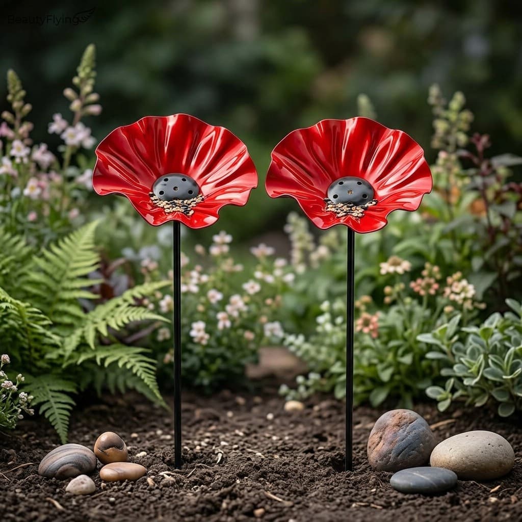 Alimentador De Pássaros Com Flores De Metal , 2 Pacotes , Estacas De Jardim , Quintal Ao Ar Livre , Arte , Plantas , Has