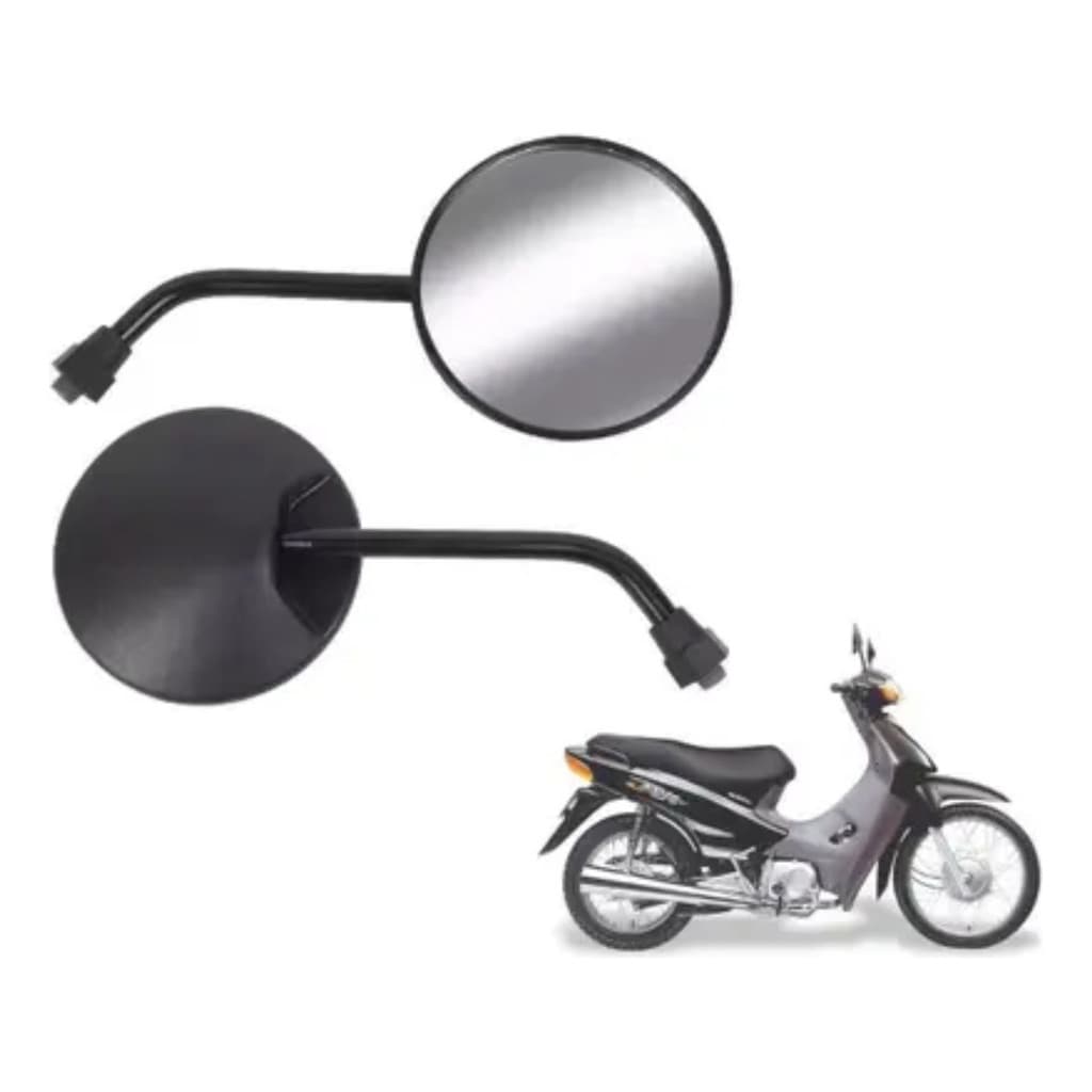 Par de Retrovisor Mini Redondo Para Moto Rosca Universal M10