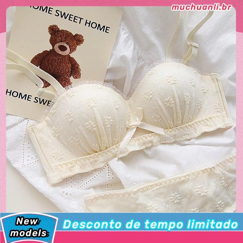 Roupa interior feminina seios pequenos reunidos olhar grande engrossado sem anel de aço recebendo seios laterais anti-fl