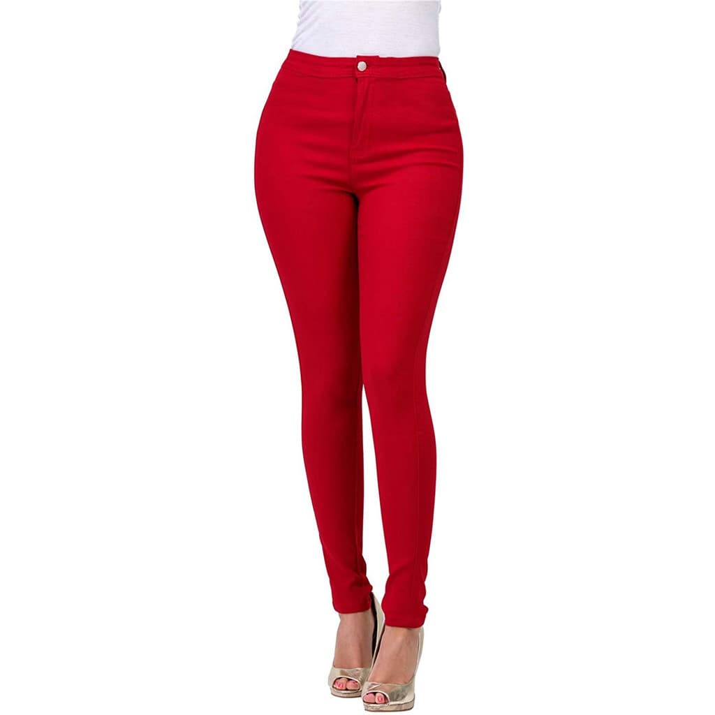 [Estilo mais vendido] Jeans feminino clássico estilo básico elástico Slim fit multicolorido [envio rápido]