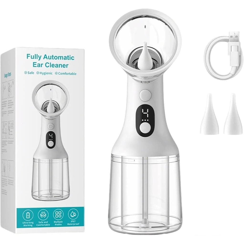 Limpador de Ouvido Sonease, Irrigador de Ouvido Cleariowax, Kit de Remoção de Cera de Ouvido, com Tanque de Resíduos de