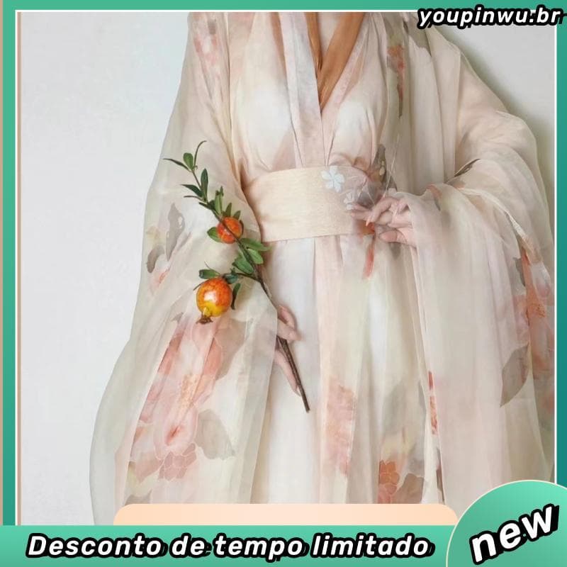 Flutuante bêbado Wei Jin Hanfu antigo manga grande novo estilo primavera camisa longa fada gola cruzada reta manga larga