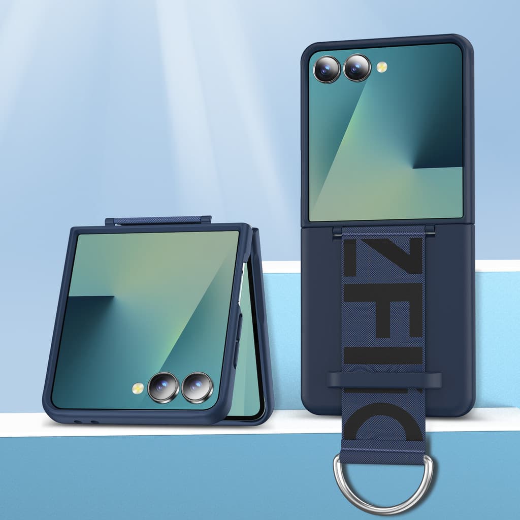 Adequado para Samsung Zflip7 anel pulseira caso de telefone dobrável flip6 resistente a choques pele-Feel telefone capa