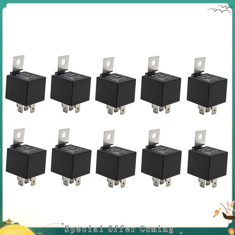 hhuuele1 Pacote Com 10 30/40 AMP Interruptor De Relé À Prova D'água De 5 Pinos 12V Para Relés Marinhos Automotivos Barco