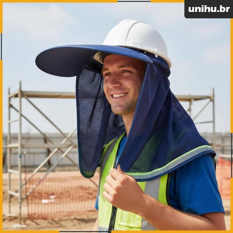 [Unihu] Capacete Proteção Para Viseira Solar Acessório De Segurança Faixa Reflexiva Capa De Pescoço Canteiro De Obras E