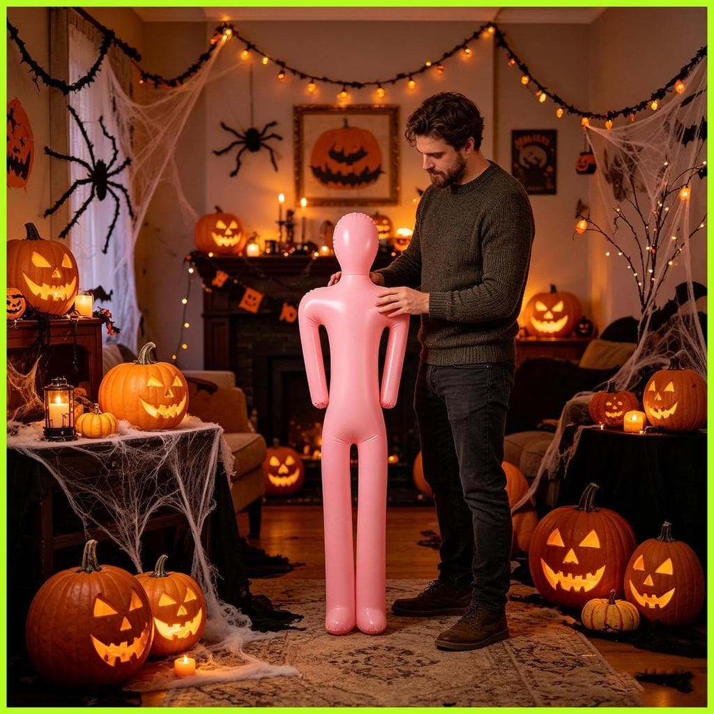 Manequim De Corpo Inflável Dobrável Realista Reutilizável Prop Morto Halloween Para Quintal Varanda Entrada De Automóvei