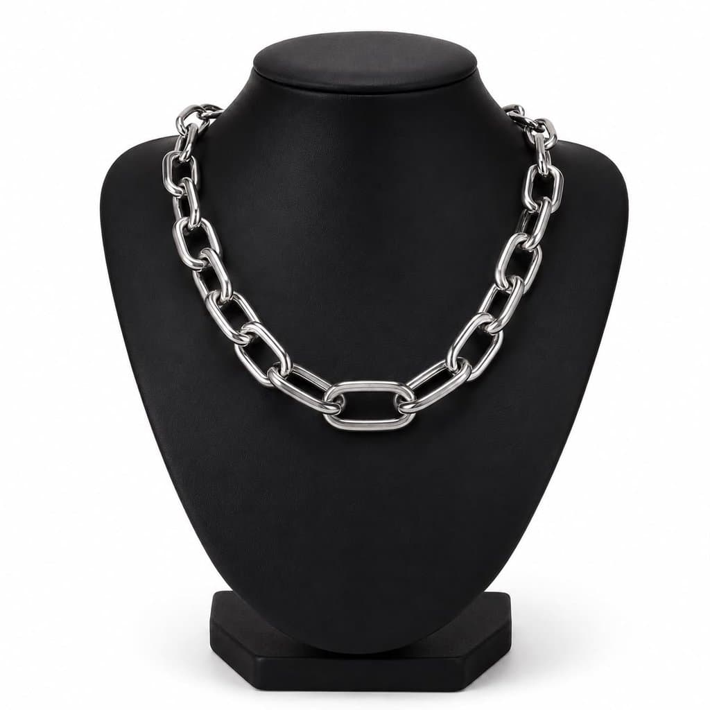 Choker Gargantilha Corrente Elos Banhado a Prata Antialergico