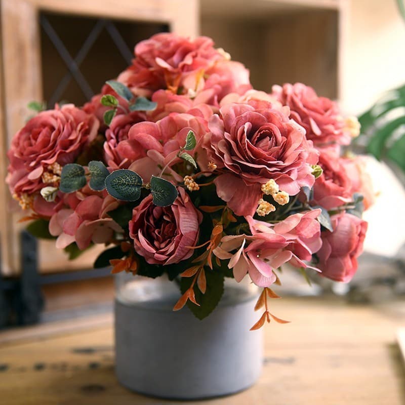 Grupo De Rosas De Hibisco Artificial-Flores Falsas Decorativas DIY Para Festa De Casamento Em Casa