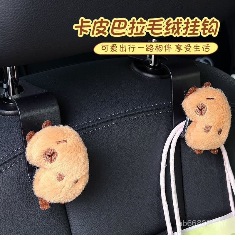 Gancho Criativo para Encosto de Banco de Carro em Forma de Capivara, Gancho de Armazenamento de Pelúcia Fofo para Carro,