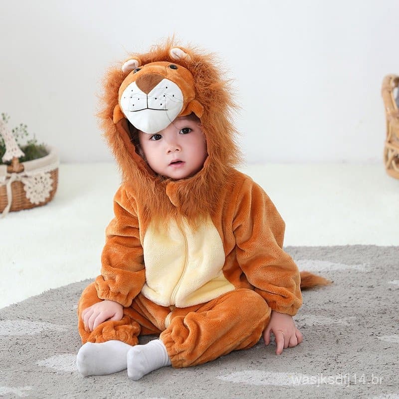 Novo Desenho Animado Para Bebês Romper One Piece Cute Animal Lion Jumpsuit The King Baby Bodysuits