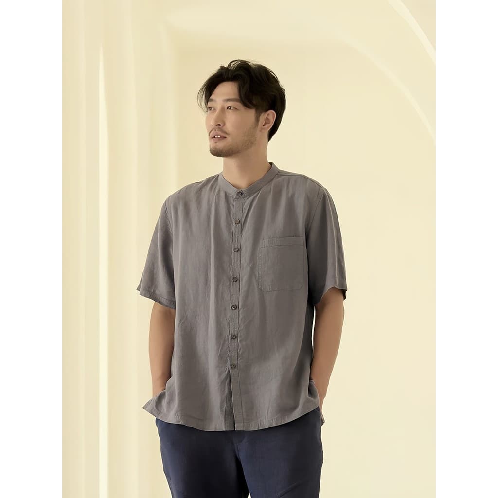 Nan estilo chinês verão camisa fina masculina Ramie manga curta topo Casual camisa solta All-Match roupas meia manga Yuz