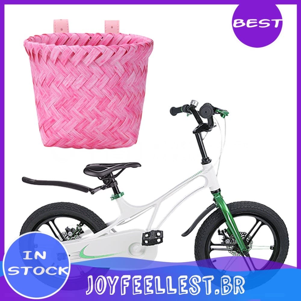Cesta De Bicicleta Tecida Frontal , Guiador De Vime Imitada De Grande Capacidade Para Peças De Bicicletas Infantis
