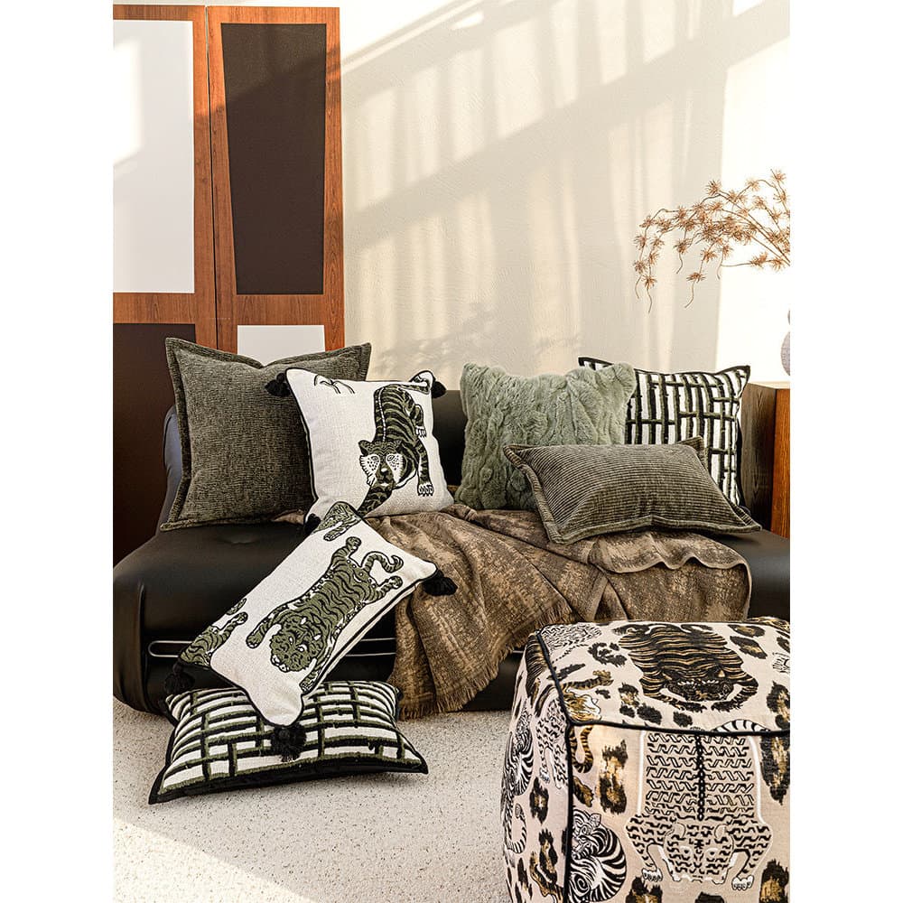 Nanyang estilo Medieval travesseiro Retro verde tigre padrão sofá travesseiro High-End sentir modelo quarto pacote macio