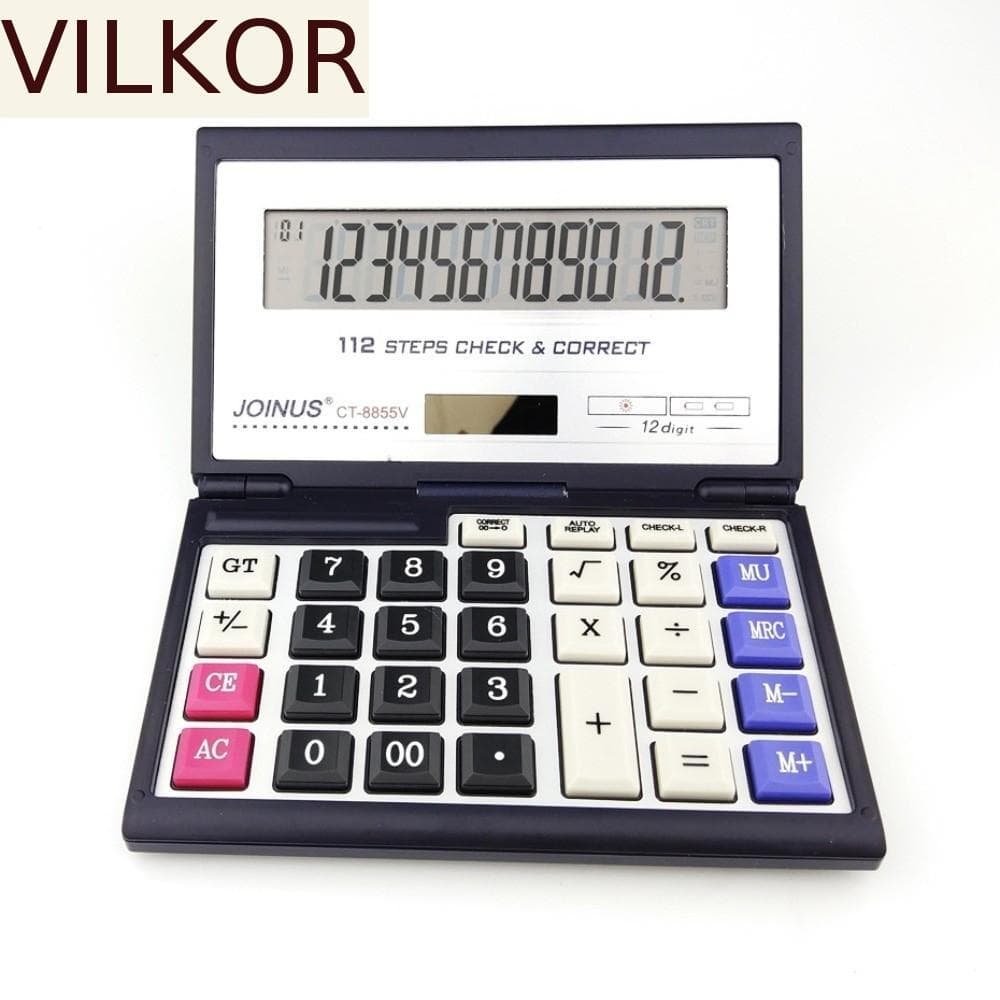Calculadora Dobrável VILKOR , Solar De 12 Dígitos Portátil De Escritório Financeiro
