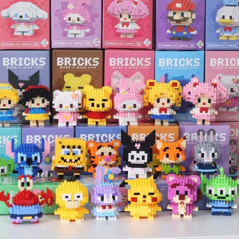 Blocos de construção de partículas - personagens de desenhos animados compatíveis e brinquedos de quebra-cabeça VDUV