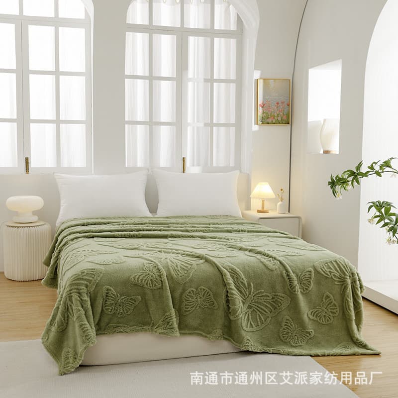 Novo estilo flanela Taffeine borboleta flor tridimensional Jacquard cobertor cochilo camada única engrossado quatro esta