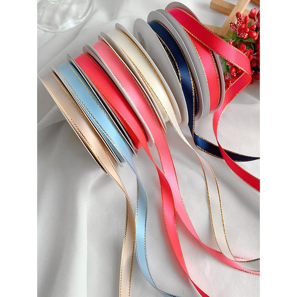 0.9cm Phnom Penh fita fita de seda DIY arco acessórios para o cabelo presente decoração fita bolo embalagem