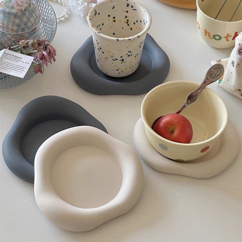 Nuvem Silicone Coaster Antiderrapante E À Prova De Calor Bebida Copo Esteira Café Almofada Quente Protetor Mesa Conjunto