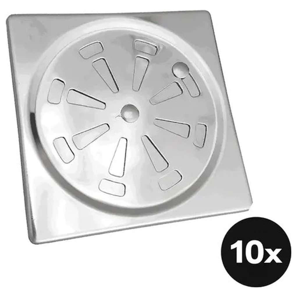 Kit 10 Ralo 15x15 Abre Fecha Flvx Hidro Inox Grelha Quadrado Anti Odor Banheiro Piso Aço Inoxidável