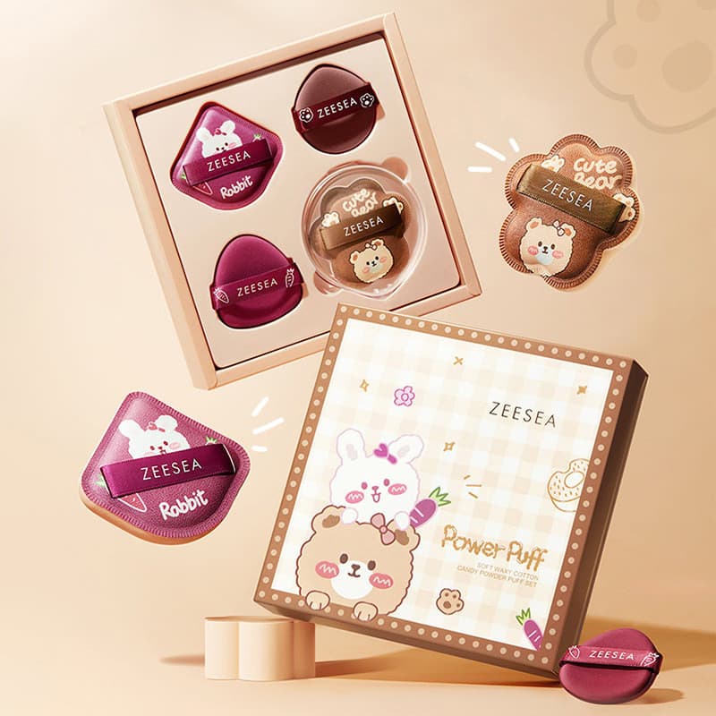 ZEESEA/cor nutritiva macio ceroso pele-amigável Marshmallow Puff caixa de presente 4 peças conjunto caixa maquiagem sem
