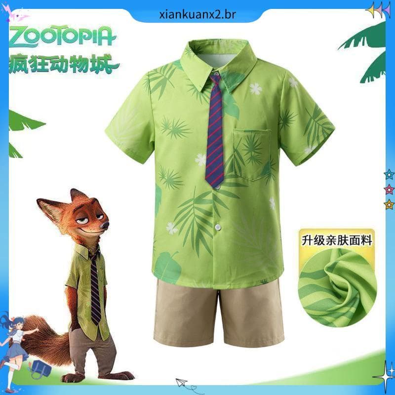 Crianças Disney louco Animal cidade nick raposa terno cospla y traje raposa nick camisa terno