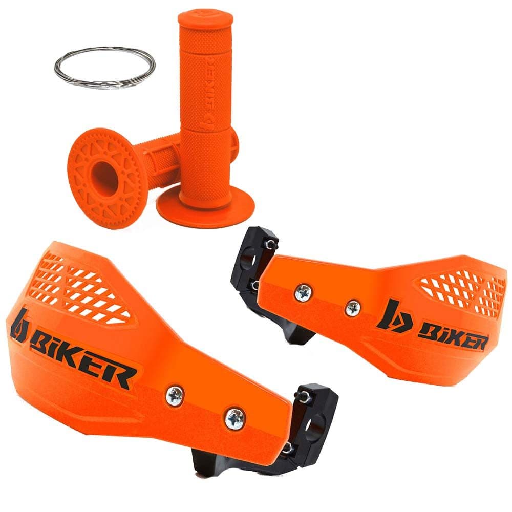 Kit Manoplas Waffle + Protetor Mão A1R Laranja Oem - Biker