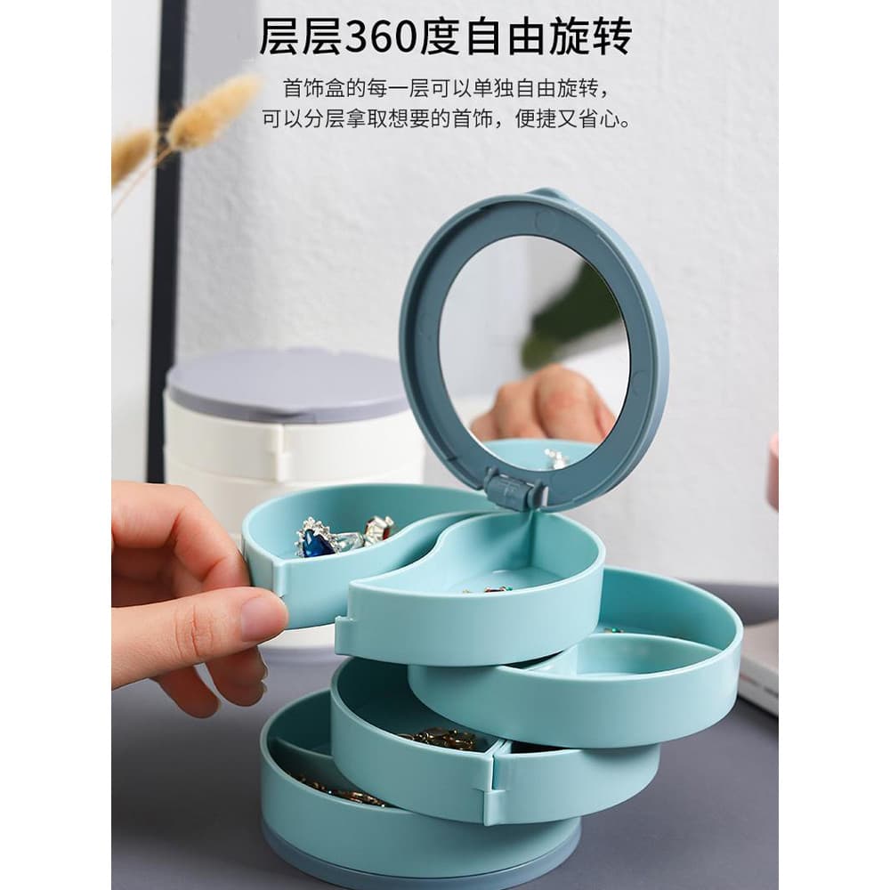 Caixa de armazenamento de jóias rotativa brincos pulseira brincos acessórios de cabelo Rack Anti-poeira criativo cosméti