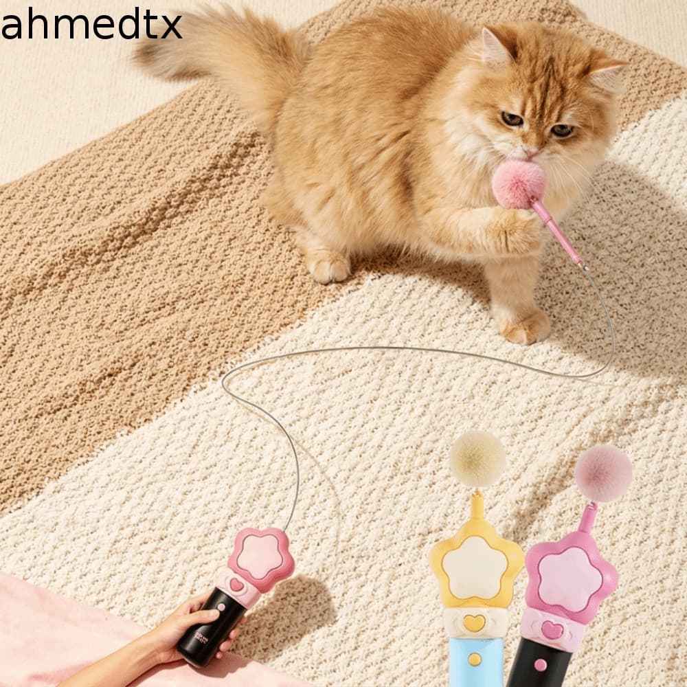 Varinha Interativa Para Gatos AHMEDTXB , Teaser Elétrico Retrátil De Longa Duração , Com Bastão De Provocação De Bola De