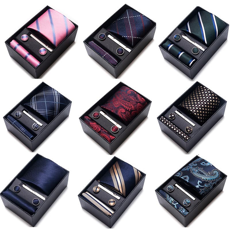 Caixa de presente masculina 8cm gravata negócios Formal Jacquard fio negócios profissional conjunto gravata masculino202