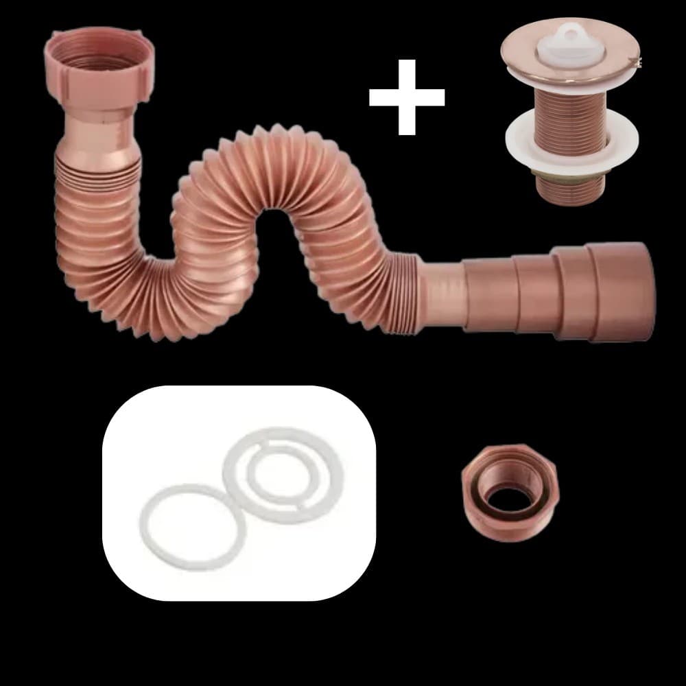 Sifão Extensivel Universal + Valvula V2 Cobre Plasbohn