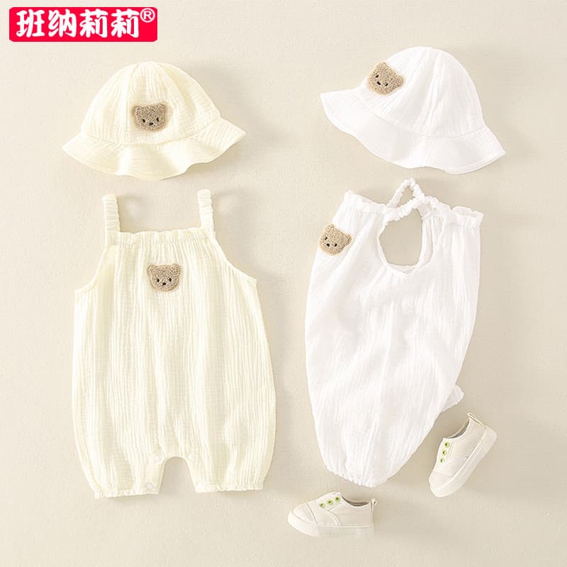 Roupas de bebê roupas de verão macacão recém-nascido macacão de bebê puro algodão gaze roupas de bebê macacão verão esti