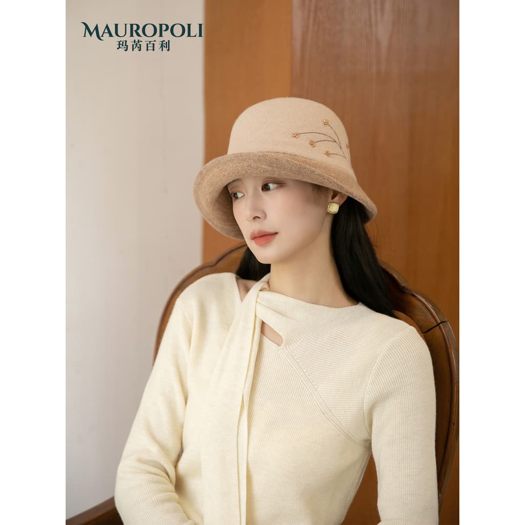Chapéu balde de lã japonês feminino outono inverno quente rosto-olhando pequeno chapéu feminino 2026 novo estilo Retro C