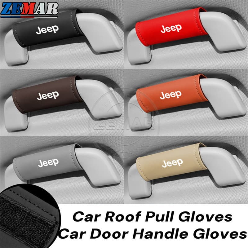 Capa Protetora de Couro para Alça de Teto, Alça de Porta Interna e Apoio de Braço de Jeep para Renegade Compass Willys W