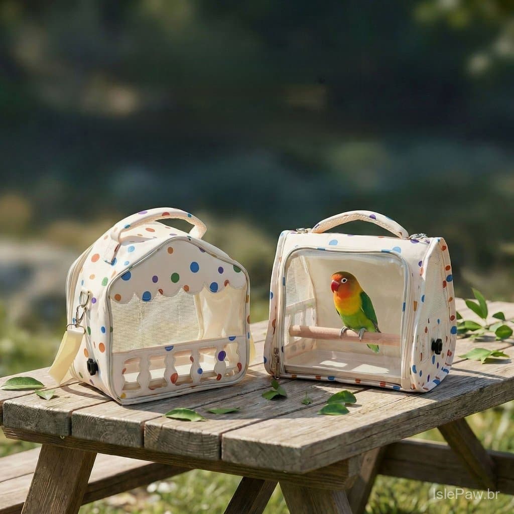 Bolsa de Transporte para Pássaros Papagaio, Gaiola Portátil para Viagens com Poleiro de Madeira
