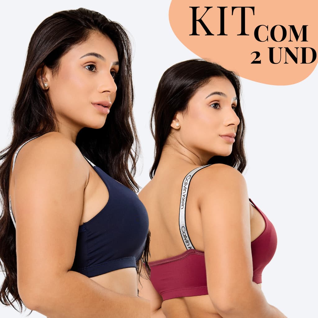 KIT 2 Top Academia Feminino Microfibra Com Bojo Removível Alça Larga Alta Sustentação Fitness