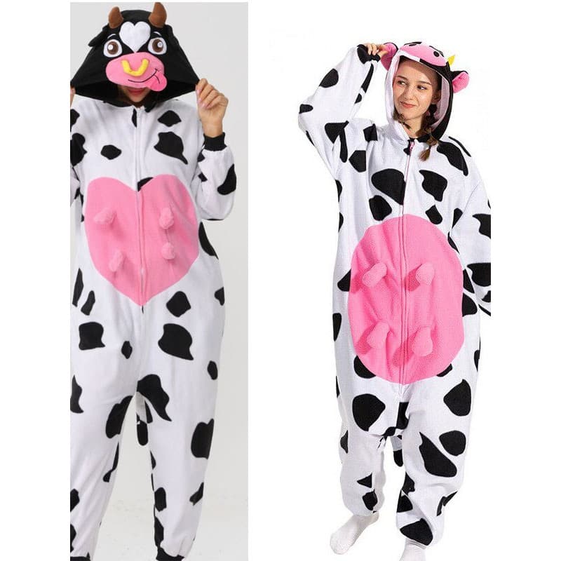 Exportado para a Europa América Novo Estilo Rosa Vaca Desenhos Animados Anime Pijama de Uma Peça Casal Halloween Show CO