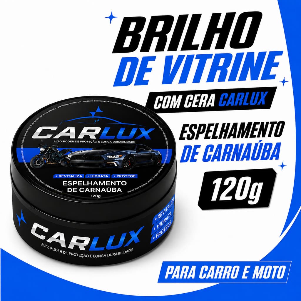 Cera Carnaúba Automotiva 120g - Brilho Profundo, Toque Liso e Repelência à Água