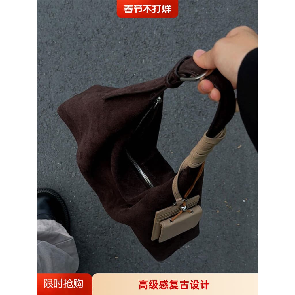 High-End Retro camurça bolsa senhoras 2026 novo estilo moda Commuter grande capacidade bolsa de ombro