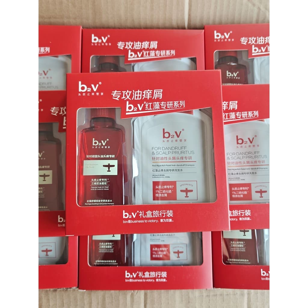 B2v algas vermelhas especializadas em controle de óleo calmante anti-coceira Shampoo anticaspa 70ml engarrafado 10ml sac