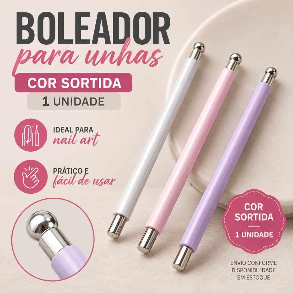 Boleador para Unhas Nail Art 1 Unidade Cor Sortida para Decoração e Detalhes