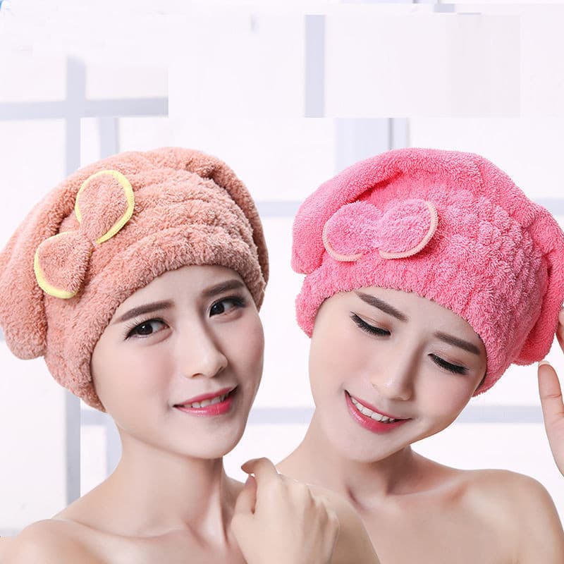 Coral Fleece Espessado Absorve Água Touca de Cabelo de Secagem Rápida Touca de Chuveiro Espessada Sem Fiapos20250827