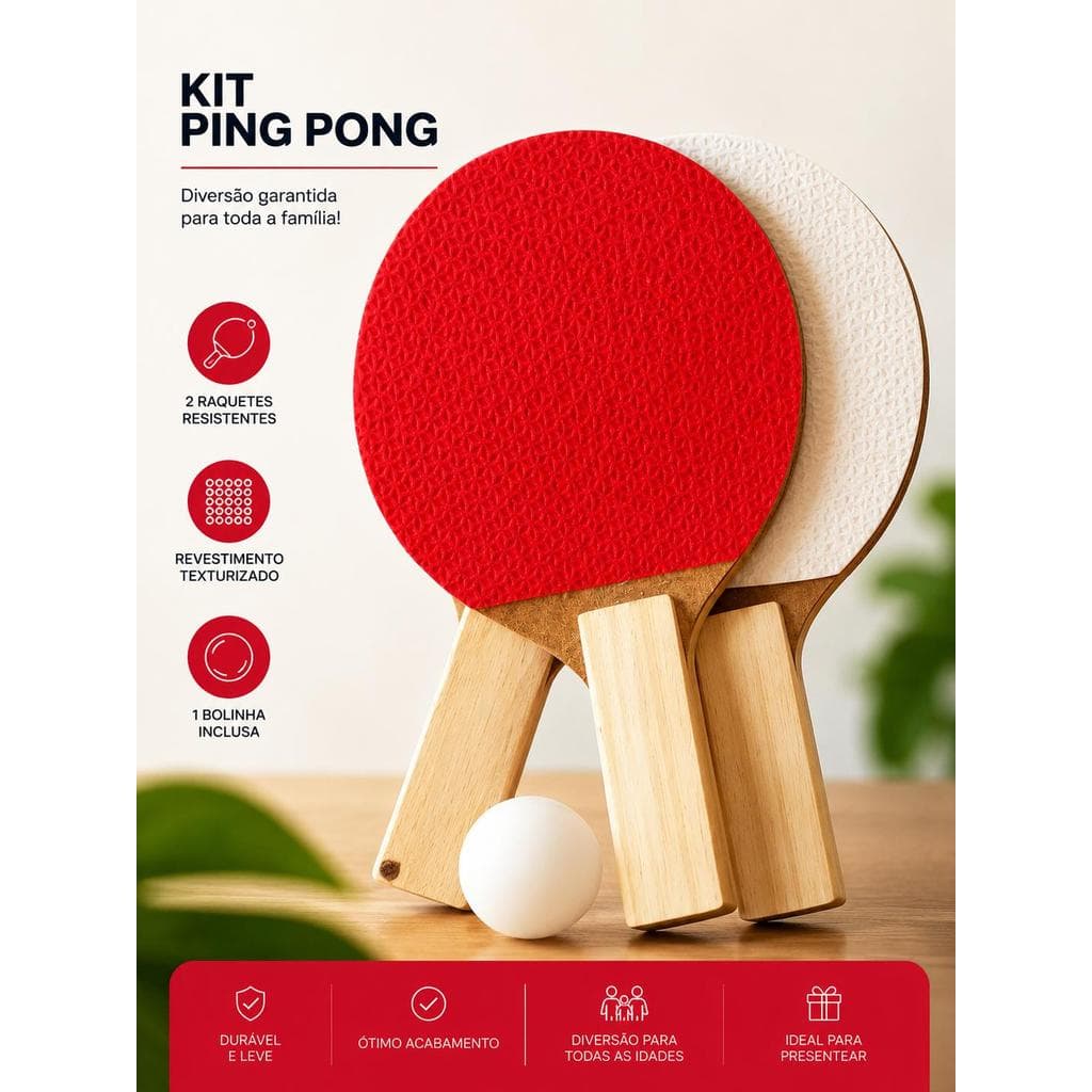 Kit 2 Raquetes Ping Pong Tênis De Mesa +1 Bola