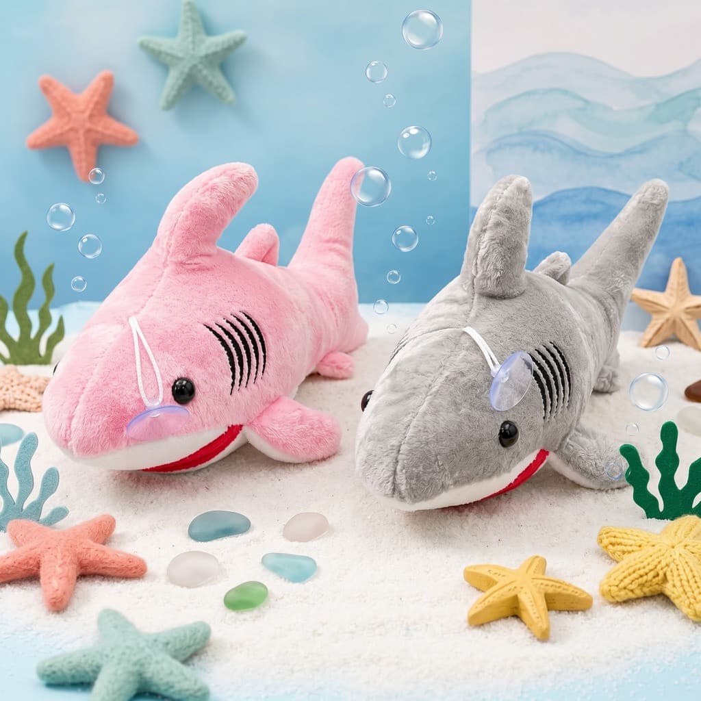 Tubarãozinho Pelúcia 30 cm Brinde Presente Festas Infantil Brinquedo Marinho Macio Enfeite de Carro