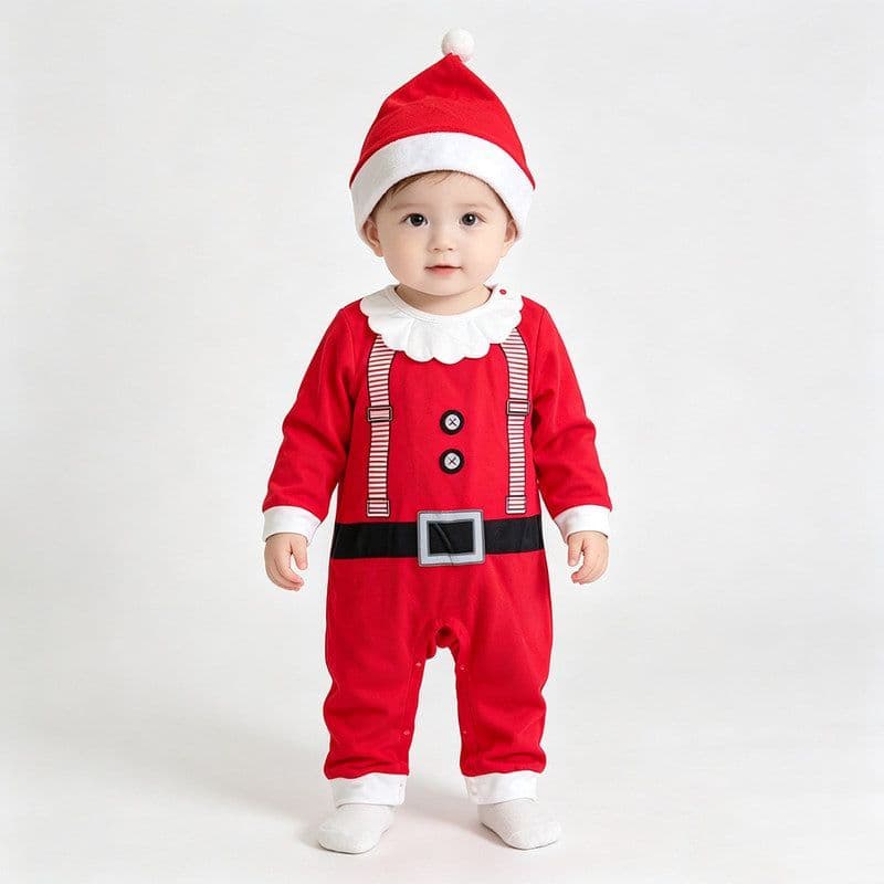 Natal bebê macacão primavera outono estilo manga comprida roupas de bebê roupas de bebê chapéu terno crianças terno de d