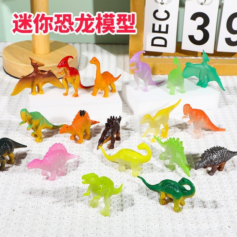 Simulação de borracha macia transfronteiriça mini brinquedos de dinossauro pequeno 12 mini dinossauros luminosos tiranos