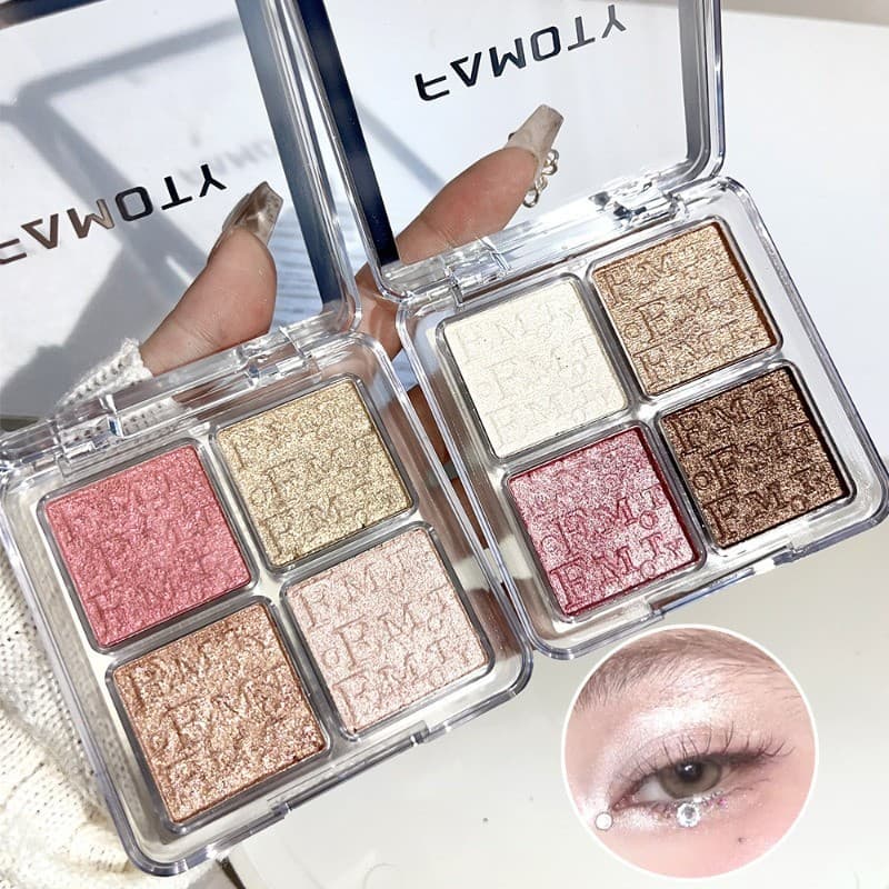 Paleta De Pó Iluminador Champagne Contour-Maquiagem Iluminadora De Longa Duração À Prova D'água 4 Cores