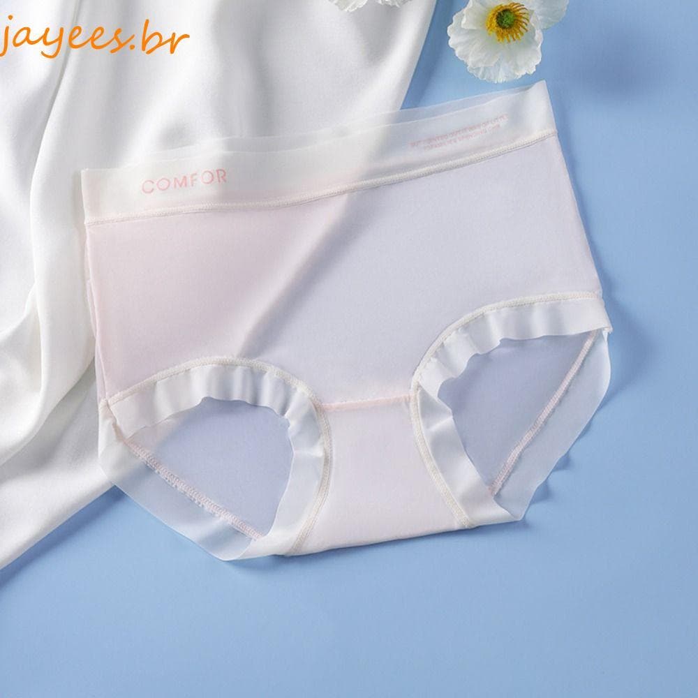 JAYEES Cuecas De Seda Gelada Sem Costura , Calcinha De Verão Com Estampa De Letras De Virilha De Algodão , Fina