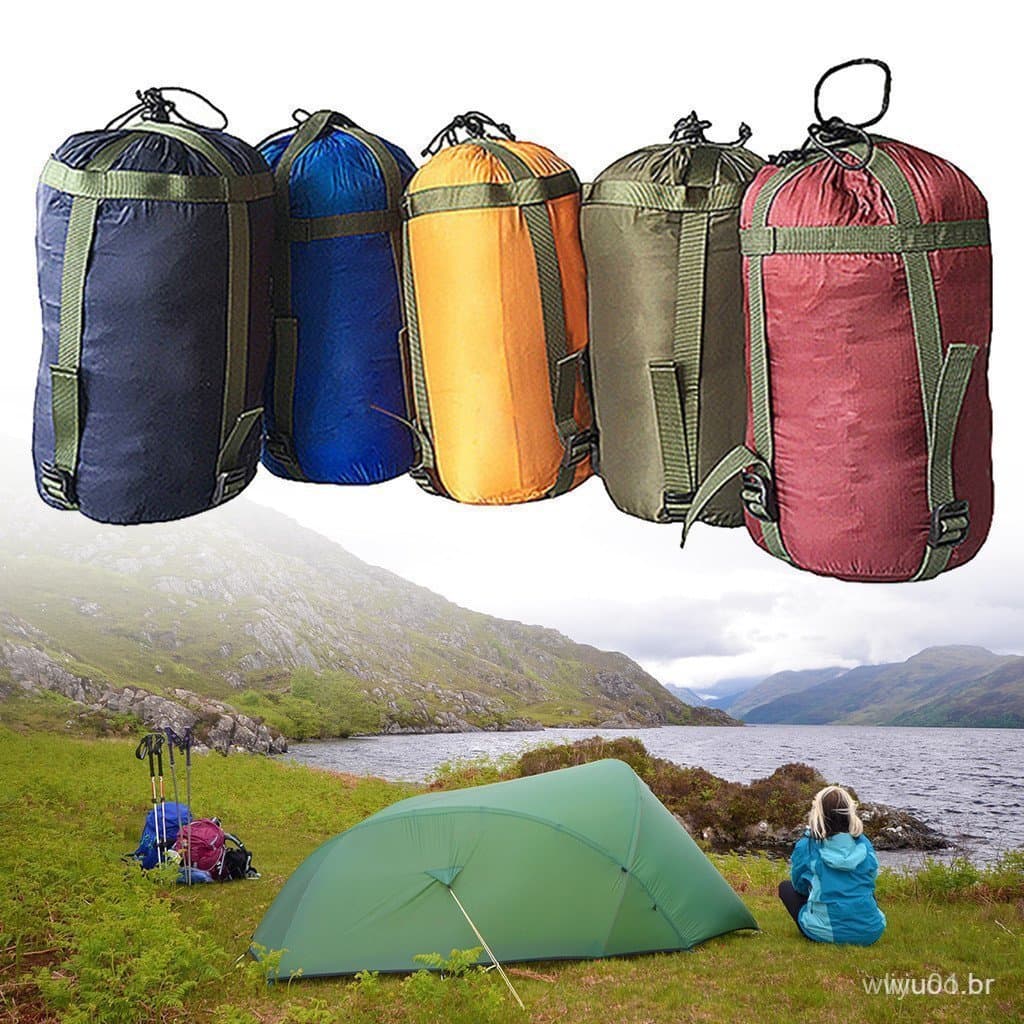1 Conjunto Saco De Dormir Armazenamento Textura Delicada Portátil Viagem Rede Sacos Acampamento Pacotes De Compressão
